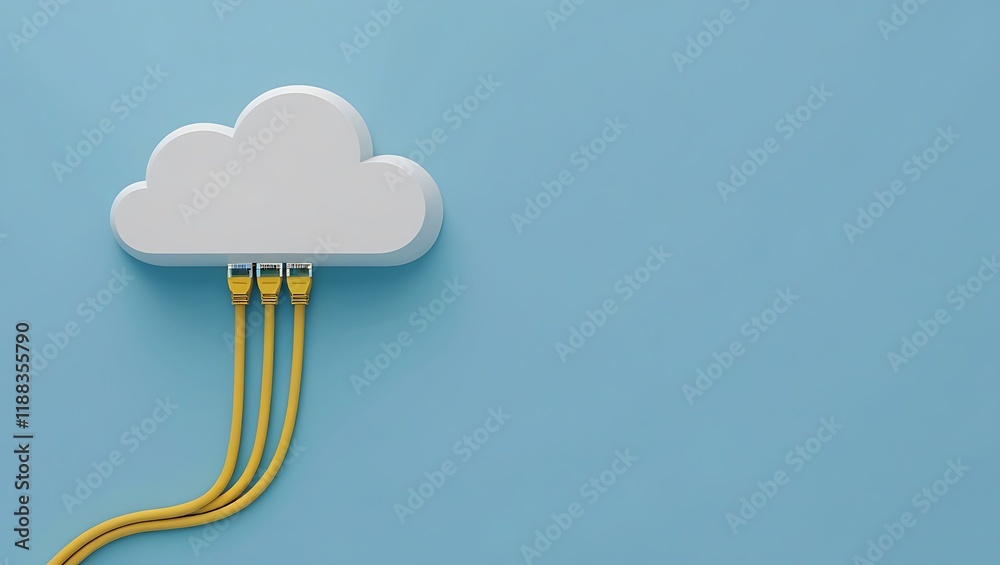 cloud computing, Ethernet cables,Cloud Computing and Network Connectivity Digital Illustration, data storage, network connectivity, Copy space. cloud computing, Ethernet cables,Cloud Computing and Network Connectivity Digital Illustration, data storage, network connectivity, Copy space.