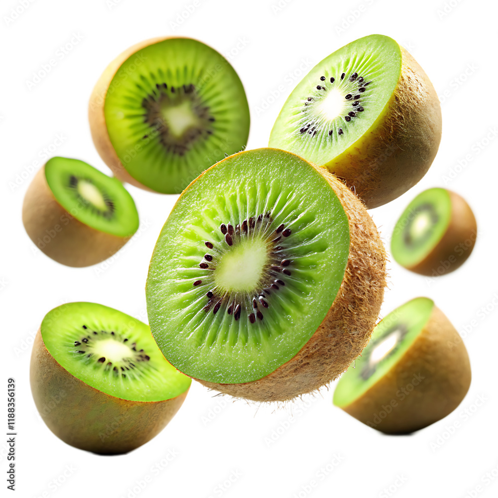 Fototapeta premium Kiwi Fruits and Their Impact on Global Food Culture on transparent high quality png.