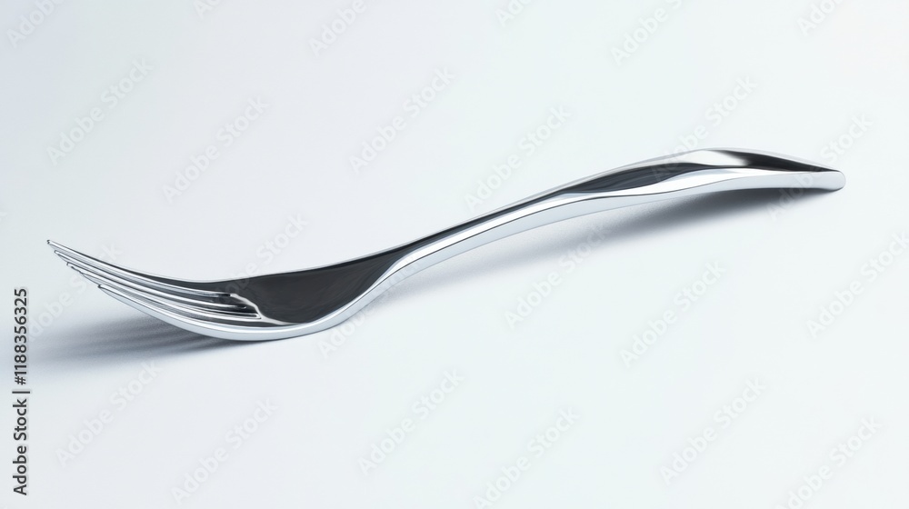 Polished Silver Fork on White Background, elegant utensil showcasing craftsmanship, perfect for culinary presentations and dining aesthetics Polished Silver Fork on White Background, elegant utensil showcasing craftsmanship, perfect for culinary presentations and dining aesthetics