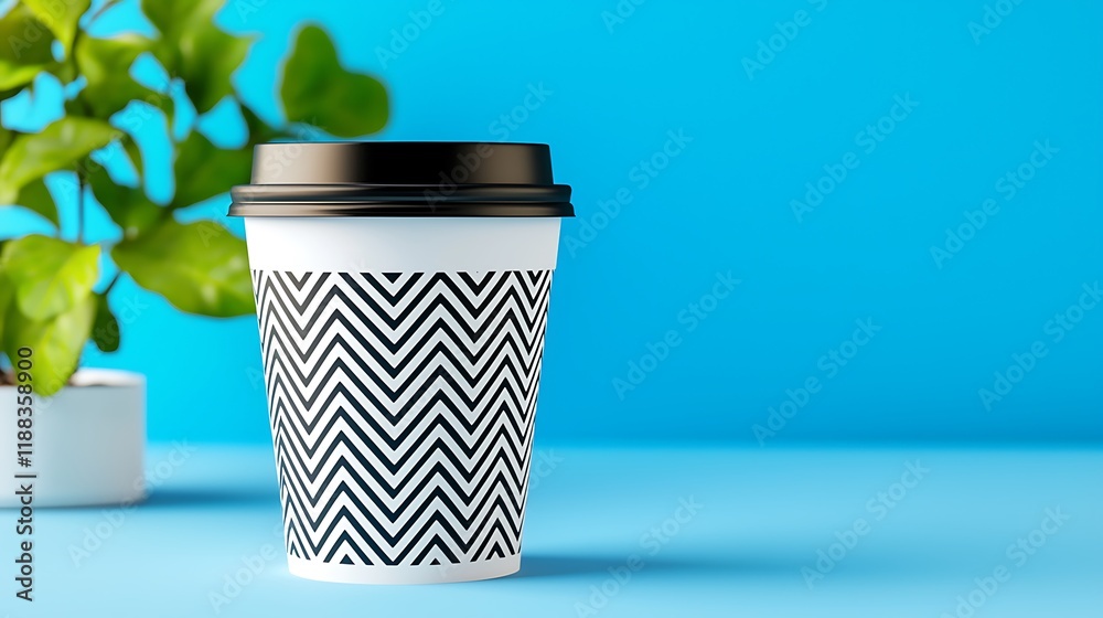Coffee cup on bright blue table drink photography minimalist style Coffee cup on bright blue table drink photography minimalist style