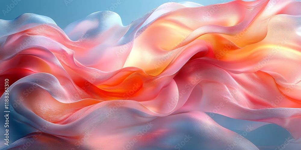 Fototapeta premium Abstract flowing fabric, pastel colors, light background, design element