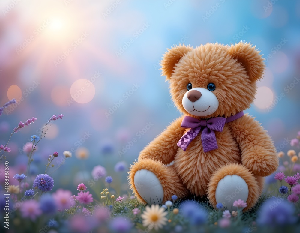 Fototapeta premium Teddy bear with beautiful background.