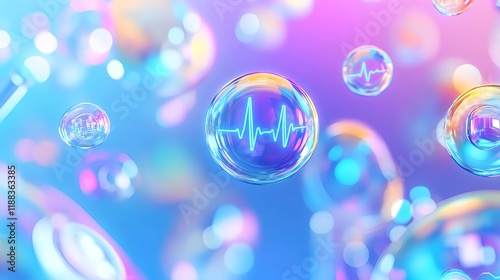 abstract heartbeat bubbles, healthcare tech - abstract backgrounds