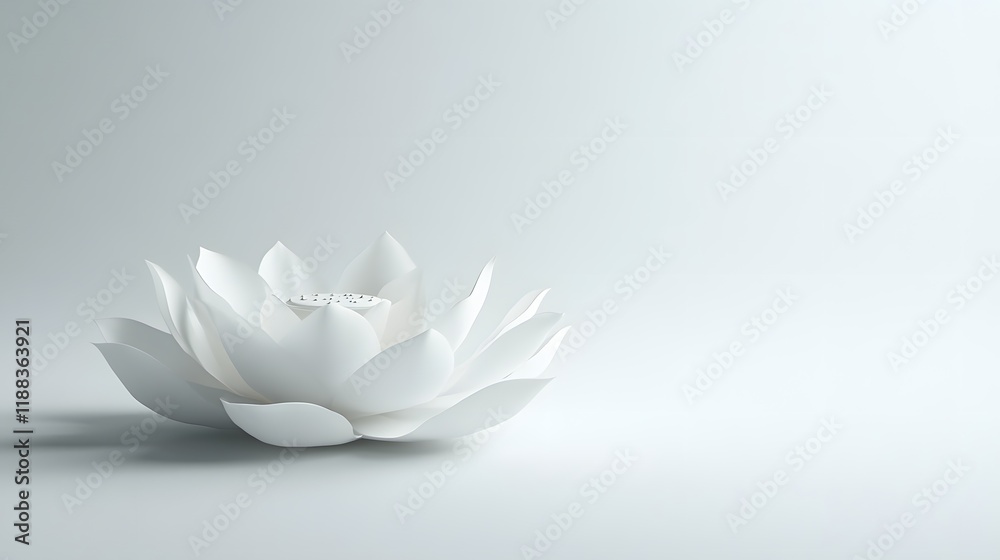 Fototapeta premium A single white lotus flower on a white background