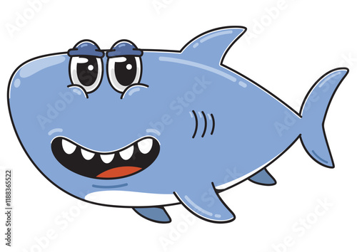 Cartoon blue Shark Character Illustration