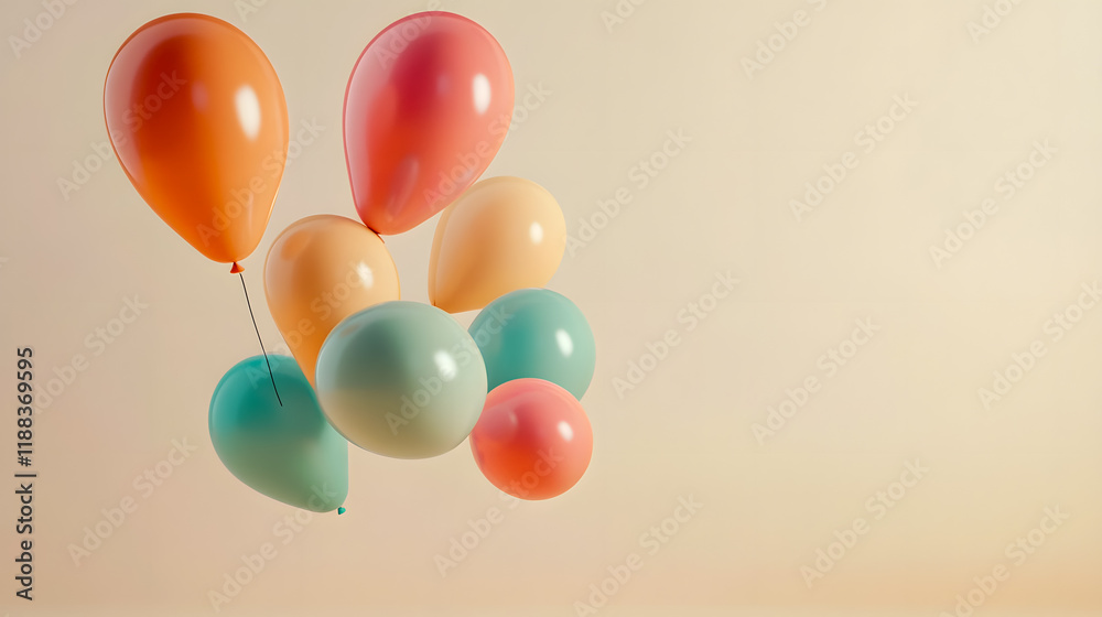 custom made wallpaper toronto digitalColorful Balloons in Air Against Soft Neutral Background, Perfect for Celebrations, Parties, Events, and Festive Decor