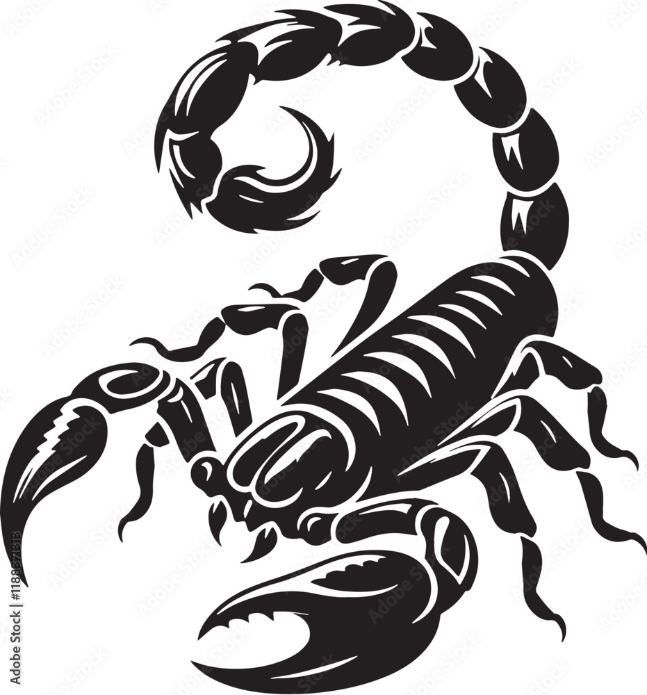 Scorpion Silhouette line art vector illustration on white background Scorpion Silhouette line art vector illustration on white background