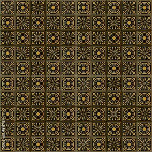 Abstract round dark Golden Pattern Design photo