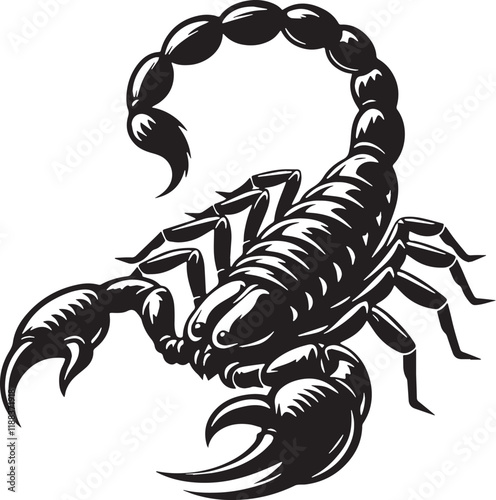 Scorpion Silhouette line art vector illustration on white background photo