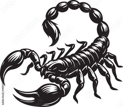 Scorpion Silhouette line art vector illustration on white background