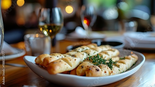 Scrumptious Garlic Bread at a Fine Dining Restaurant photo