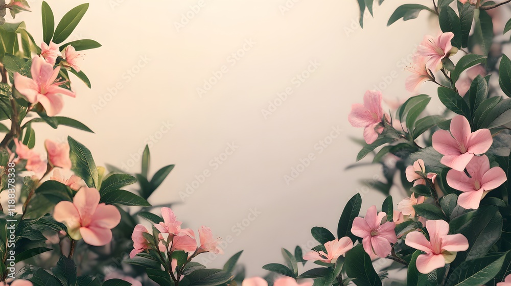 Naklejka premium Delicate Pink Flowers Frame Soft Background