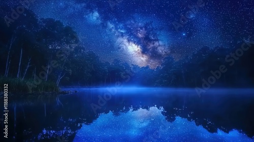 Wallpaper Mural Mystical Night Milky Way Galaxy Reflected in Tranquil Lake Torontodigital.ca