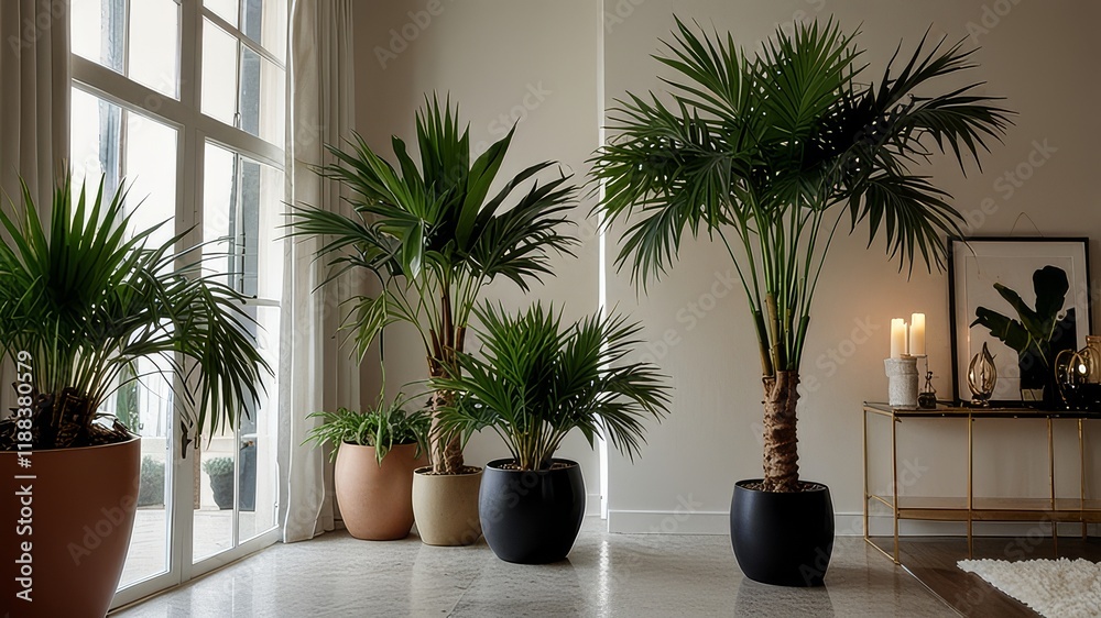 Fototapeta premium PNG Elegant indoor palm plant decor