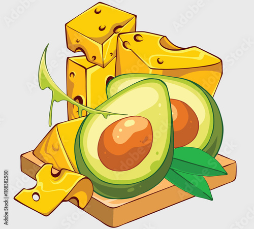 cheese avocado illustration