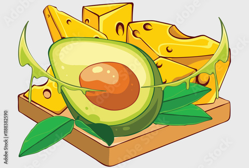 cheese avocado illustration