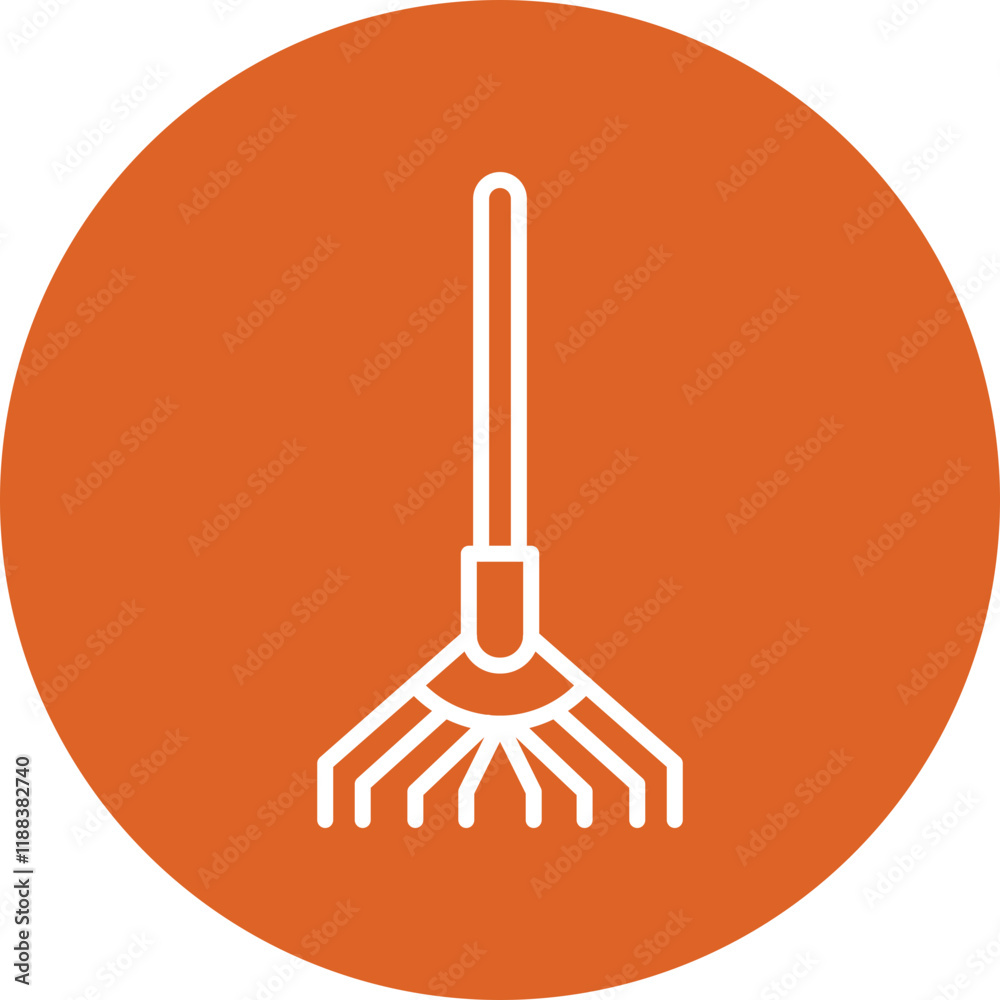 Rake and Leaves line circle icon Rake and Leaves line circle icon