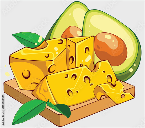 cheese avocado illustration