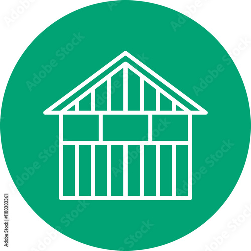 Forest Cabin line circle icon