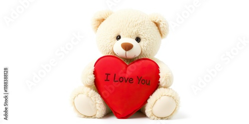 valentines day gift teddy bear red heart isolated white background
