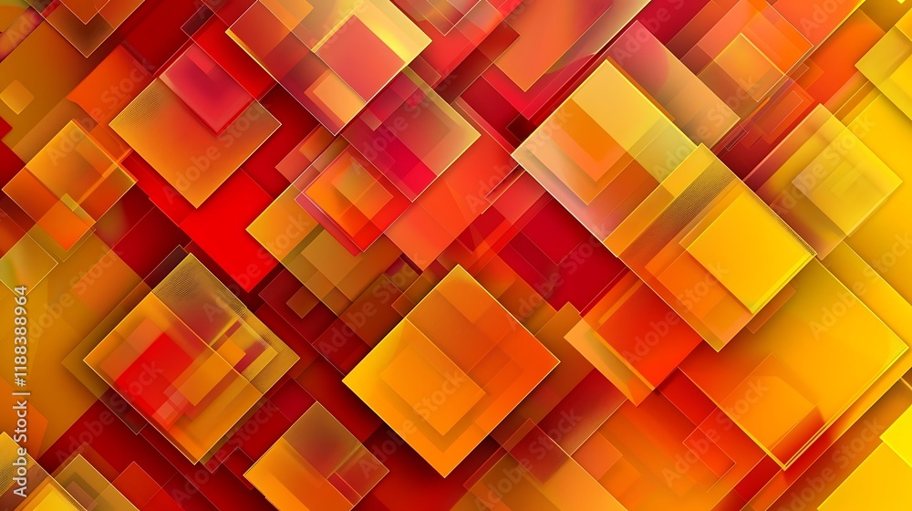 A bold abstract background featuring overlapping squares and rectangles in various sizes and shades of red, orange, and yellow A bold abstract background featuring overlapping squares and rectangles in various sizes and shades of red, orange, and yellow