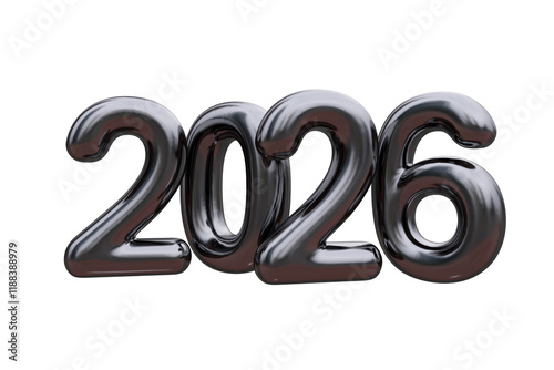3D vector numbers 2026 in a gold color. Design object for New Year greeting cards, advertising banners. Metal numbers are bold and sleek, and with sharp edges. 3D element isolated on white