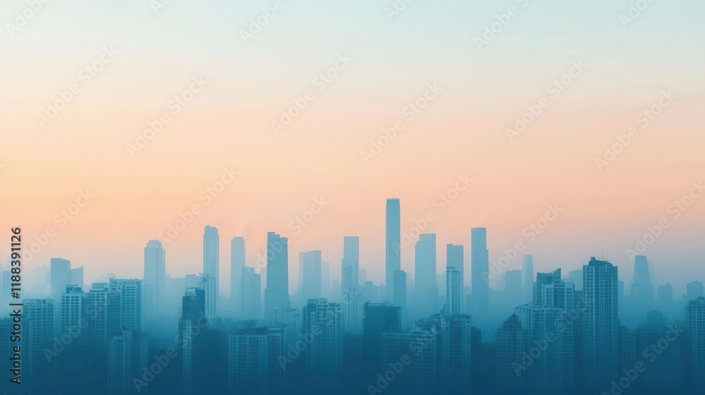 A serene city skyline at dawn, shrouded in mist, with soft pastel colors illuminating tall buildings against a tranquil backdrop. A serene city skyline at dawn, shrouded in mist, with soft pastel colors illuminating tall buildings against a tranquil backdrop.