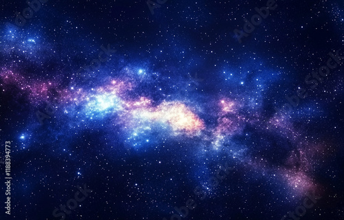 Wallpaper Mural A starry night sky with the Milky Way galaxy faintly visible, creating an enchanting and dreamy atmosphere. The stars twinkle in shades of blue against the deep blackness, adding depth to the scene Torontodigital.ca