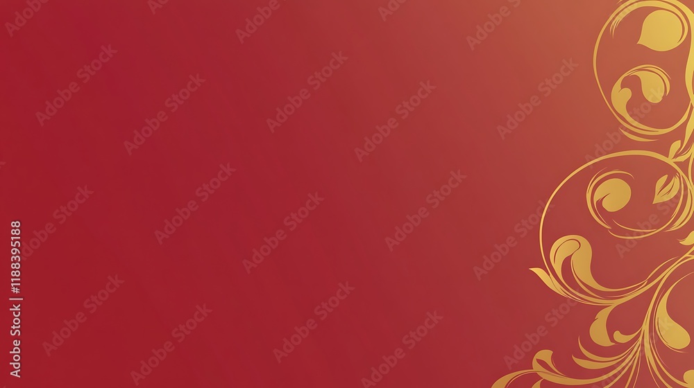 Red Background with Gold Floral Design Red Background with Gold Floral Design