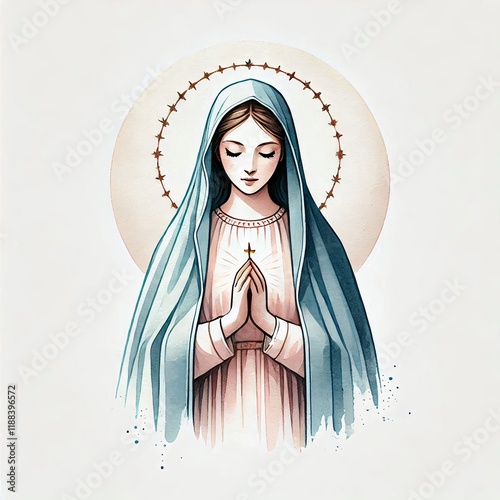 Holy mother Mary praying isolated isolated on white