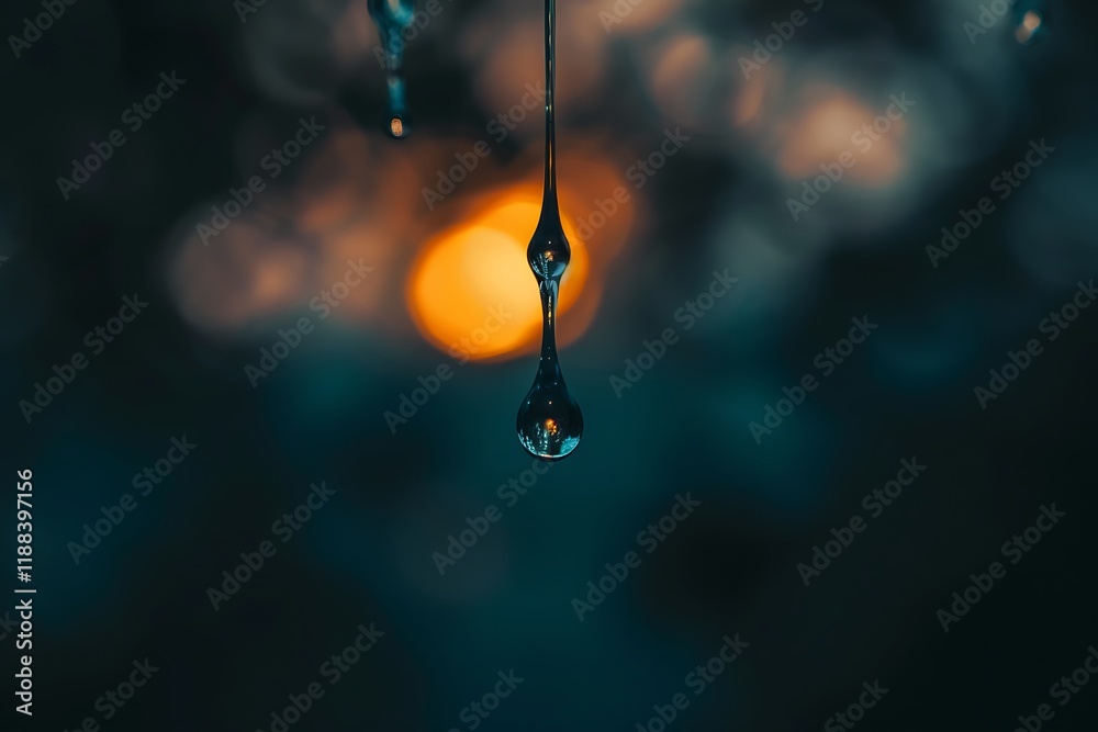 Water drop falling on red bokeh background. Christmas and New Year concept Water drop falling on red bokeh background. Christmas and New Year concept