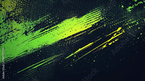 Abstract background with green and black strokes, gradients and textured details in a dynamic design.
