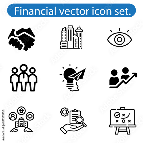 Finance icon set vector art Containing loan cash saving financial goal profit budget.