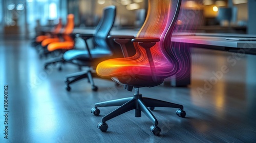Innovative Ergonomic Office Chair Design with Heat Map Visualization in Modern Workspace