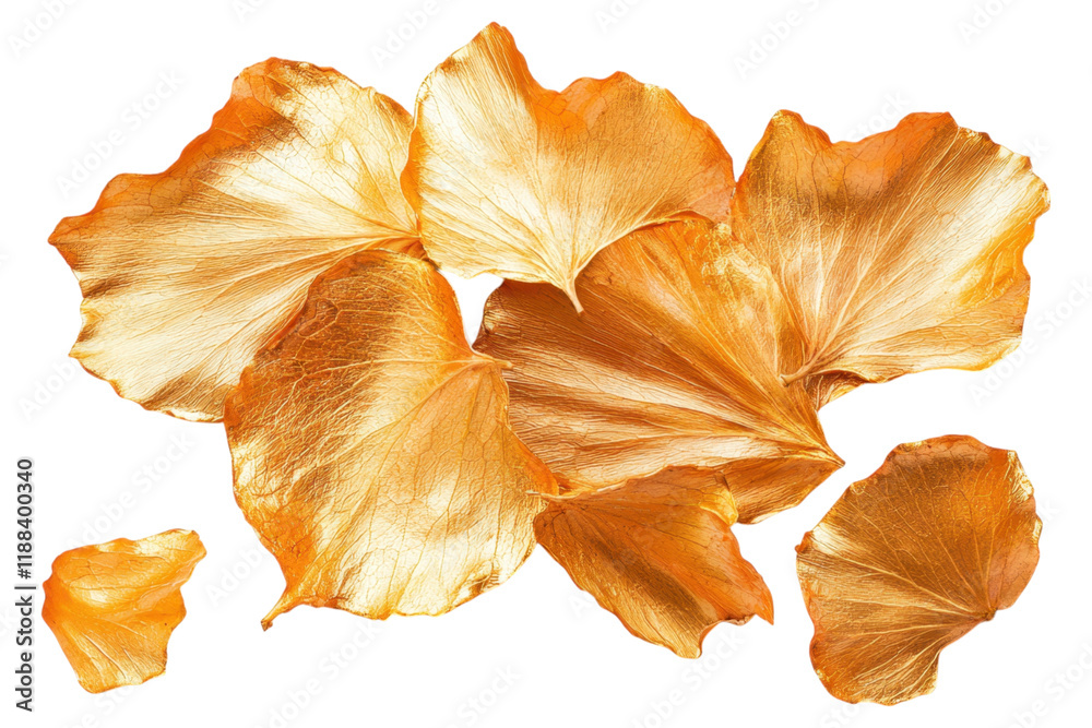 Golden metallic leaves create stunning autumn display, evoking warmth and beauty