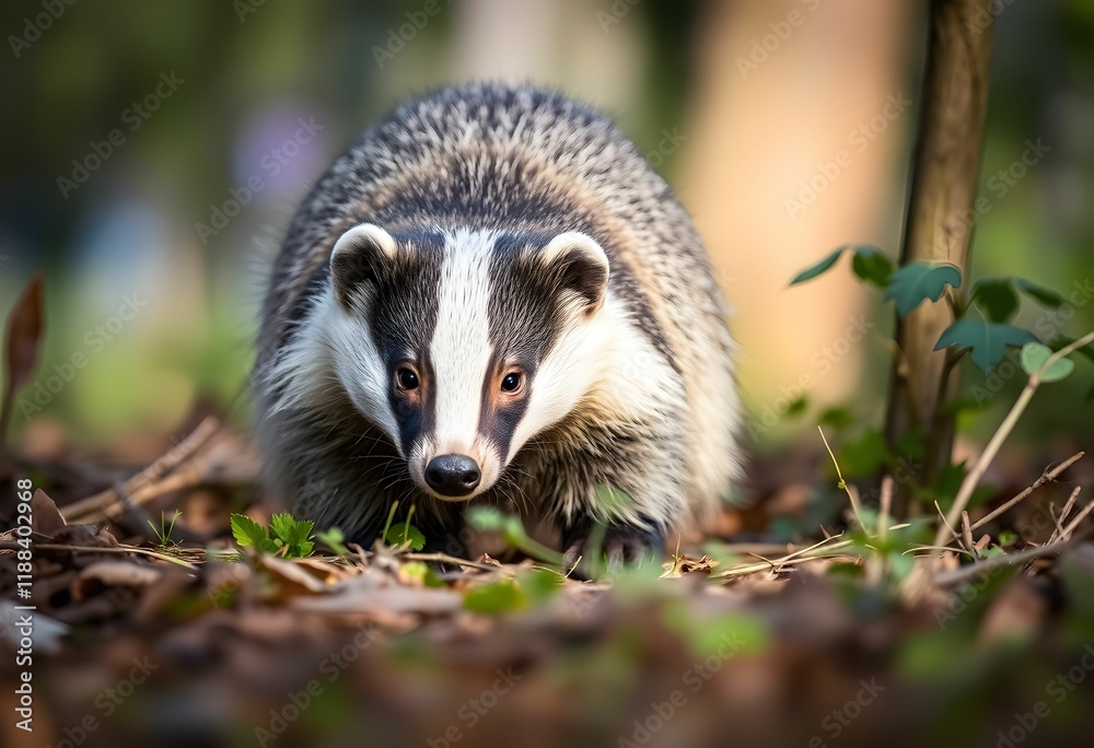 A view of a Badger in the woods A view of a Badger in the woods