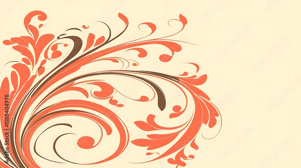 Abstract Coral and Brown Floral Design Swirl Abstract Coral and Brown Floral Design Swirl