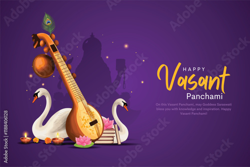 Saraswati maa for happy Vasant Panchami Puja of India. abstract vector illustration design
