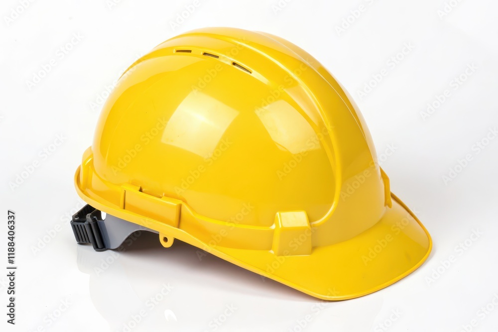 Yellow Safety Helmet on White Background for Construction and Safety Promotion Yellow Safety Helmet on White Background for Construction and Safety Promotion