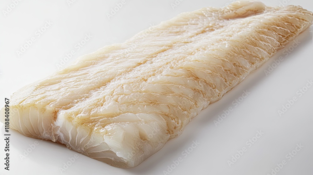 Fresh cod fillet, prepared for cooking, on white background, studio shot, food photography. Fresh cod fillet, prepared for cooking, on white background, studio shot, food photography.