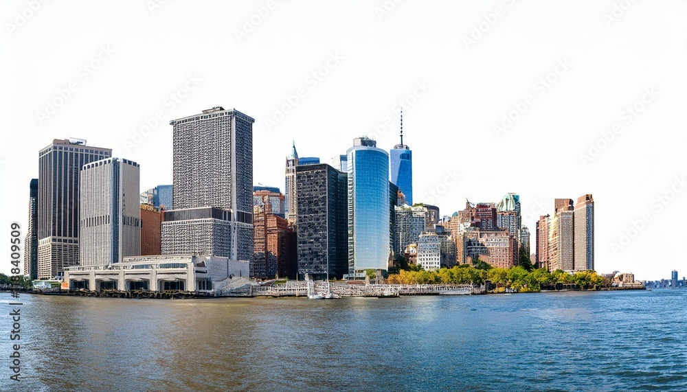 Naklejka premium The skyline of a city featuring modern skyscrapers, dominated by a central tall building