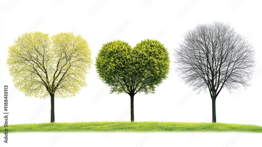 Fototapeta premium Trees in Different Seasons Displaying Unique Color and Texture Changes