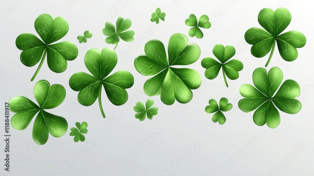 Vibrant Green Clover Leaves on Light Background for Nature Themes Vibrant Green Clover Leaves on Light Background for Nature Themes