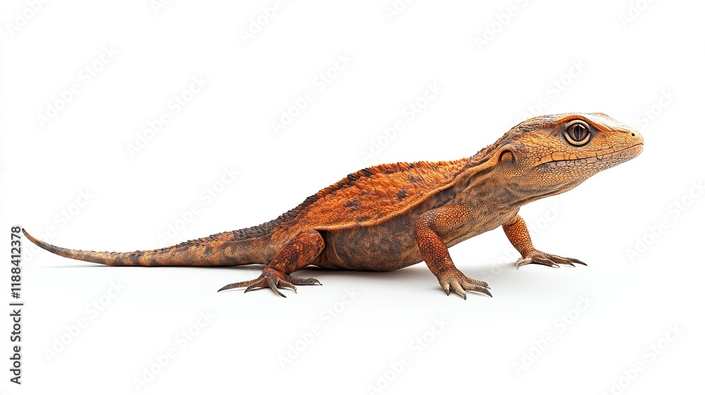 Orange lizard profile view, white background, reptile, wildlife photography, perfect for pet reptile websites. Orange lizard profile view, white background, reptile, wildlife photography, perfect for pet reptile websites.