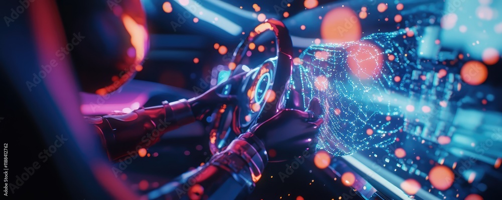 Futuristic holographic interface glowing in blue Futuristic holographic interface glowing in blue
