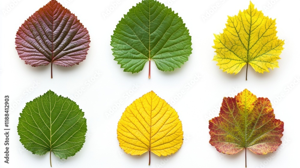 Obraz premium Colorful Variety of Nature Leaves on White Background for Display