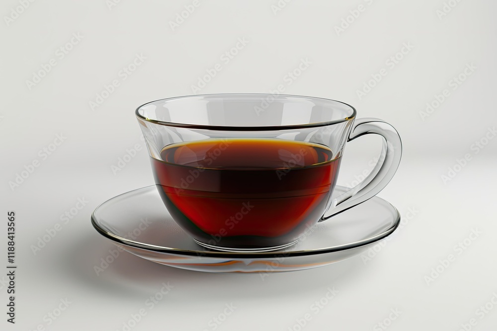 Ultra Quality Picture of Glass Cup with Black Tea on White Background Ultra Quality Picture of Glass Cup with Black Tea on White Background