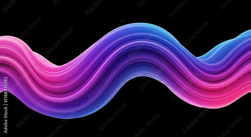 Abstract Flowing Swirl: A dynamic and mesmerizing digital art piece featuring a vibrant wave of blue, purple and pink hues swirling and flowing against a black background. Abstract Flowing Swirl: A dynamic and mesmerizing digital art piece featuring a vibrant wave of blue, purple and pink hues swirling and flowing against a black background.