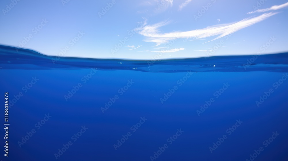 Fototapeta premium Beautiful gradient ocean water with clear sky and gentle waves