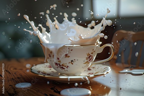 Sharp Image of Bubbe Tea with Milk is Splashing photo